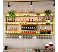 Portabottiglie a LED galleggiante con supporto in vetro, montaggio a parete, per bottiglie e bicchieri, perfetto per bar, sala da pranzo o caffetteria, elegante decorazione per la casa.