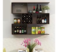 Portabottiglie a parete a 3 livelli con portabicchieri - Elegante cantinetta per vini sospesa per l'arredamento di ristoranti e bar per la casa Soluzione salvaspazio per la conservazione del