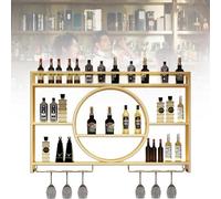 Portabottiglie a parete con appendiabiti, espositore per vino a parete in metallo moderno Supporto portaoggetti per bevande appeso con struttura in metallo per sala da pranzo da cucina bar (