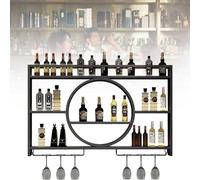Portabottiglie a parete con appendiabiti, moderno espositore per vino a parete in metallo Supporto per bevande appeso con struttura in metallo per cucina bar sala da pranzo (dimensioni: 120