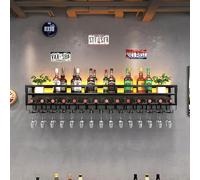 Portabottiglie a parete con luce a LED e portabicchieri Moderno scaffale per bottiglie di vino in metallo per bar di casa Sala da pranzo Cucina Espositore per vino appeso multifunzionale