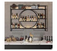 Portabottiglie a parete con luce a LED Iron Bar Liquor Shelf Portabottiglie in metallo Scaffale da bar Bottiglia di liquore Espositore Portabicchieri per vino per cucina Sala da pranzo Bar (