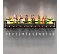 Portabottiglie A Parete Con Supporto In Vetro, Scaffale Per Bottiglie Di Vino In Metallo, Espositore Multifunzionale Per Vino, Scaffale Per Vino, Per Bar, Cucina, Caffetteria A Due Strati/31,5 Polli