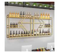 portabottiglie a parete LED illuminato a 3 livelli Scaffale per liquori Armadio da bar con portabicchieri Portabicchieri da vino appeso per Home Bar Sala da pranzo Cucina da caffè (oro 180x2