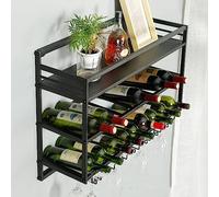Portabottiglie a parete montata con porta di vetro di vino, tazze di vino per il display per bottiglie per bottiglia, porta appeso, portapattonate per vini multifunzionali, porta caldicestro sospeso,