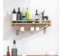 Portabottiglie a parete, scaffale in vetro di vino in metallo, ripiani galleggianti, scaffale per calice appeso, organizzatore di bottiglie di vino multifunzionale portaoggetti per vini per la cucina