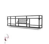 Portabottiglie a parete, Scaffale per vino a 2 livelli, supporto per bicchieri, contenitore per bicchieri da vino a parete, elegante cantina nera, 80 cm/31,5 pollici Appeso Wine Nizer