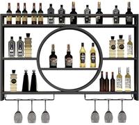 Portabottiglie a parete Vetro appeso sotto scaffale Bar Decor per Home Pub Whisky Cabinet