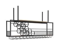 Portabottiglie a soffitto, porta di vino appeso a grande capacità, shelf wine glassa di vino a barre industriale, bottiglie di vino, portabicchieri da vino/piatto, scaffale a soffitto, per la sala da