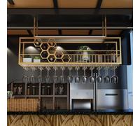 Portabottiglie a soffitto, porta in vetro di vino invertito, porta bottiglia in metallo, griglia di calice appesa, scaffali galleggianti dell'unità bar, portaoggetti multifunzionali per il vino