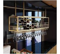 Portabottiglie a soffitto, portaoggetti sospeso con supporto in vetro e scaffale, porta bottiglia di vino sospeso industriale, barra per vino a scaffali galleggianti da bar (150 * 30 * 40 cm (59,1 *