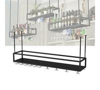 Portabottiglie appeso a parete con portabicchieri da vino Scaffali da bar galleggianti Scaffale per bottiglie di liquore Mini Bar Portabottiglie per bottiglie di vino per Home Bar Sala da pr