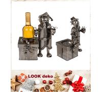 Portabottiglie Babbo Natale Vino Spumante Bibite 23X31X15 Cm Metallo Decorazione