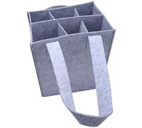 Portabottiglie - Borsa in feltro per 6 bottiglie di vino, scomparto riutilizzabile con maniglia per il trasporto di vino, birra champagne, 25 x 18 x 16 cm, Grigio chiaro, Refer to description, Unisex
