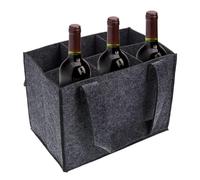 Portabottiglie - Borsa per bottiglie di vino, borsa in feltro per 6 bottiglie di vino, borsa portabottiglie con scomparto riutilizzabile con maniglia per riporre vino, birra, champagne, 25x18x16 cm