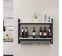 Portabottiglie con Porta Calici Porta Bottiglie di Vino da Parete con Porta Bicchieri Sospesi Porta Vini Angolo Bar per Casa Mobile Bar Mensole Cucina per Cantine Sala da Pranzo Cucina Bar(Black,60cm/