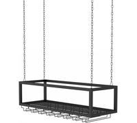 Portabottiglie da appendere al soffitto in metallo per bottiglie di vino e bicchieri, per cucina, bar, sotto armadietto, elegante organizer per mensole galleggianti (dimensioni: 60 x 25 x 20 cm)