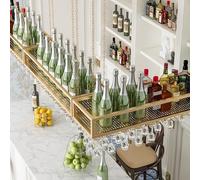 Portabottiglie da appendere al soffitto, in metallo, stile vintage, da parete, elegante espositore per bicchieri da vino (80 x 25 x 20 cm)