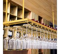 Portabottiglie da appendere al soffitto sottosopra porta bicchieri di vino oro portabottiglie di vino regolabili in altezza e larghezza scaffali per casa cucina bar dispensa (dimensioni: 60 x 30 cm)