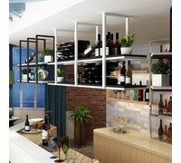 Portabottiglie da appendere in ferro battuto in stile europeo con doppio strato in legno massello bianco ideale per ristorante bar e soggiorno