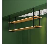 Portabottiglie da appendere in metallo con ripiani a 2 ripiani, per bar, caffetteria, cucina, industriale, da soffitto, per bicchieri di vino e pentole (110 x 30 x 80 cm)