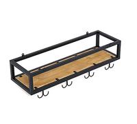 Portabottiglie da appendere in stile industriale con supporto in ferro e ripiano in vetro capovolto regolabile in altezza organizer da soffitto per bar fare il bagno alla luce del sole.