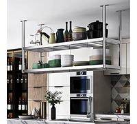 Portabottiglie da appendere - Mensola sospesa da soffitto in acciaio inox per cucina e piante da interno, doppia esposizione capovolta per bottiglie (120 x 30 x 80 cm)