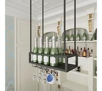 Portabottiglie da appendere per bicchieri di vino, stile rustico, vintage, regolabile in altezza, in metallo, da soffitto, espositore per ristoranti, bar, fiori, per la casa