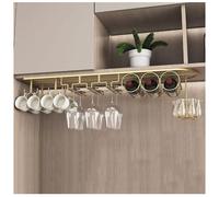 Portabottiglie da appendere, sotto l'armadietto, portabottiglie, porta calici sottosopra, supporto per vino industriale galleggiante, organizer in metallo per armadio da cucina e bar (oro, 100 x 25 cm