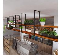 Portabottiglie da bar a 2 ripiani galleggianti - Mensola sospesa in metallo e ferro per cucina, decorazioni da parete, scaffalature portaoggetti - Supporto per vasi di fiori e piante (100x30