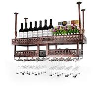 Portabottiglie da bar retrò da appendere porta bicchieri da vino con telaio in vetro alto invertito portabottiglie nordico da appendere alla parete elegante portabottiglie in stile francese (colore