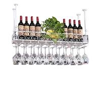Portabottiglie da bar sospeso al soffitto, portabicchieri da vino sospeso al soffitto, bancone da bar per cucine, portabottiglie per calici, portabicchieri da appendere al soffitto, portabic