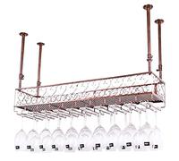 Portabottiglie da Bar sospeso, portabottiglie Creativo retrò da Bar, scaffale per Vino Capovolto in Stile Europeo, Supporto per riporre Il Vino Regolabile in Altezza, Rosso, 60 * 2