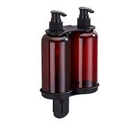 Portabottiglie da doccia Portabottiglie di sapone moderno a parete per doppio dispenser da 300 ml Shampoo in acciaio inossidabile per cucina bagno con viti Nero..