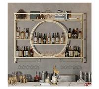 Portabottiglie da parete a LED, scaffale rotondo a 3 ripiani per bottiglie di vino e bicchieri, decorazione perfetta per casa, bar e ristoranti, design salvaspazio