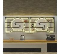 Portabottiglie da parete con barra luminosa a LED, grande capacità, espositore per bottiglie di liquore, con gancio per calici, per cucina, sala da pranzo, bar di casa, soggiorno