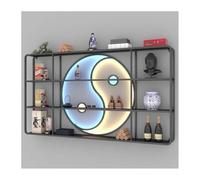 Portabottiglie da parete con luce a LED, in ferro, da bar, espositore creativo a forma di Tai Chi, per sala da pranzo, per sala da tè, bar, cucina, soggiorno (160 x 20 x 110 cm)