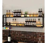 Portabottiglie da parete con luce a LED, ripiani galleggianti in metallo per bottiglie di liquore e bicchieri da vino, scaffale multifunzione per conservare vino, espositore per casa, ristorante, bar