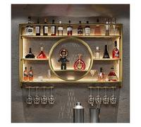 Portabottiglie da parete con luci a LED, ripiano rotondo a 3 ripiani per bottiglie di vino e bicchieri, ideale per casa, bar e ristoranti