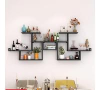 Portabottiglie da parete con portabicchieri inferiore, ripiani in metallo a 4 livelli per liquori, mensola portabottiglie in stile minimalista per cucina, soggiorno e bar di casa (nero, 157,5 x 48,3