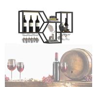 Portabottiglie da Parete con Portabicchieri Porta Bottiglie di Vino da Parete con Porta Bicchieri Sospesi Cantinetta Vino con Porta Calici Scaffale da Parete Mensole Cucina per Sala da Pranzo Bar Cuci