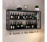 Portabottiglie da parete con supporto per bicchieri, efficiente contenitore in metallo per cucina, bar e sala da pranzo