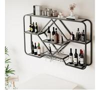 Portabottiglie da parete con supporto per bicchieri, elegante armadietto per liquori, mensole per bottiglie di vino e bicchieri, elegante mensola da appendere per casa e bar