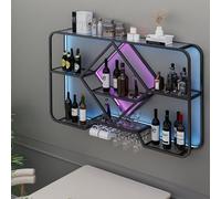 Portabottiglie da parete con supporto per bicchieri, elegante armadietto per liquori, mensole per bottiglie di vino e bicchieri, perfetto per la casa e il bar