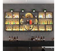 Portabottiglie da parete con supporto per bicchieri in metallo per bottiglie di vino in ferro per cucina, cantina o bar (nero, 270 cm), perfetto per la decorazione della casa.