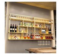 Portabottiglie da parete con supporto per bicchieri, in metallo, per bottiglie e bicchieri, decorativo, 300 x 20 x 120 cm