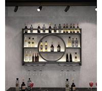 Portabottiglie da parete con supporto per bicchieri, mensole industriali moderne per bar per casa e ristorante, elegante bottiglia di vino e bicchiere da appendere (140 x 15 x 80 cm)