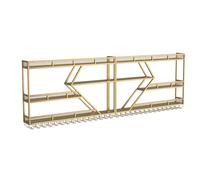 Portabottiglie da parete con supporto per bicchieri, mini bar, mensola da appendere per bicchieri e bottiglie di vino, elegante armadietto da parete 200 x 20 x 86 cm, perfetto per bar di casa
