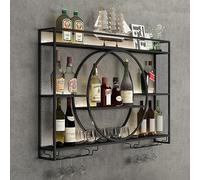 Portabottiglie da parete e porta bicchieri, scaffale multifunzionale in ferro per cucina, sala da pranzo, bar, ristorante