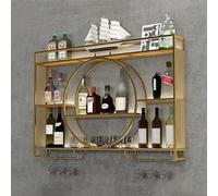 Portabottiglie da parete e porta bicchieri, scaffale multifunzionale in ferro per cucina, sala da pranzo, bar, ristorante